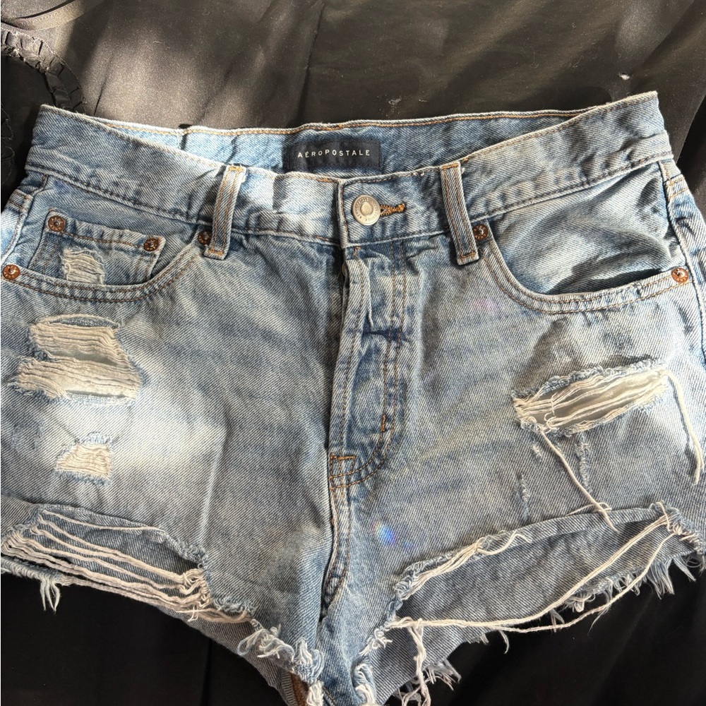 Aeropostale Women's Distressed Blue Jean Shorts